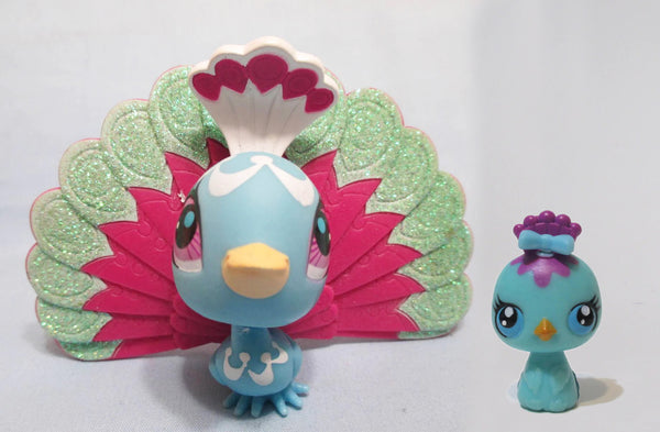 Littlest Pet Shop LPS Collection Mommy Baby Sparkle Peacock Bird 3006 3026  Set Authentic Lps MR04JPO77